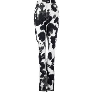 WE WORE WHAT Size 28 Cow Print Slit Cuff Straight Leg Jeans